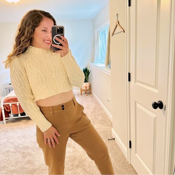 Rebecca Taylor La Vie Cream White Cable Cropped Sweater XS - Picture 1 of 10